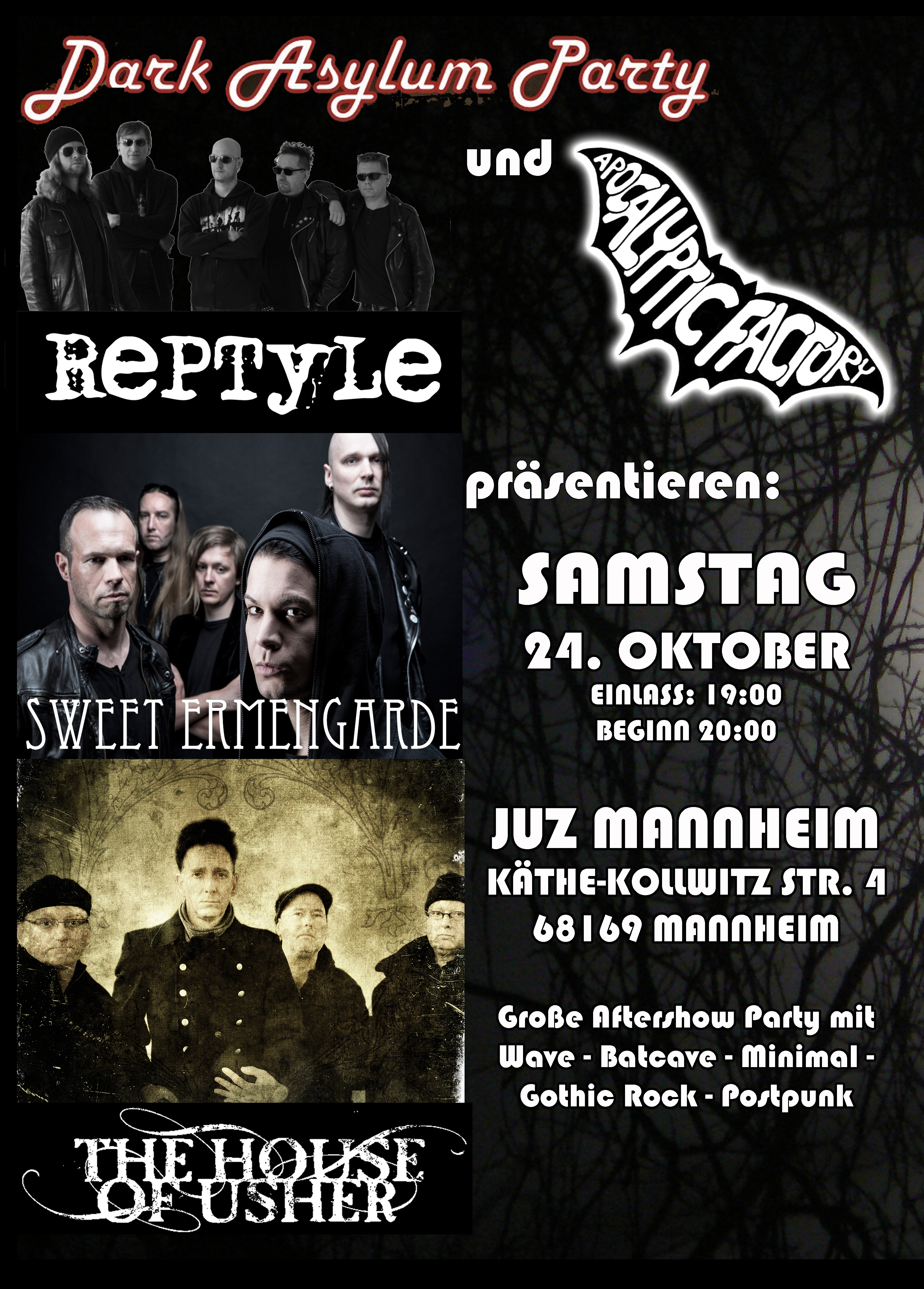 Konzert: REPTYLE / SWEET ERMENGARDE / THE HOUSE OF USHER